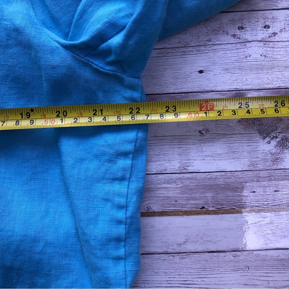 J Jill Womens 100% Linen Jacket Aqua Teal Hooded Pockets Lightweight Size Medium - Picture 6 of 11